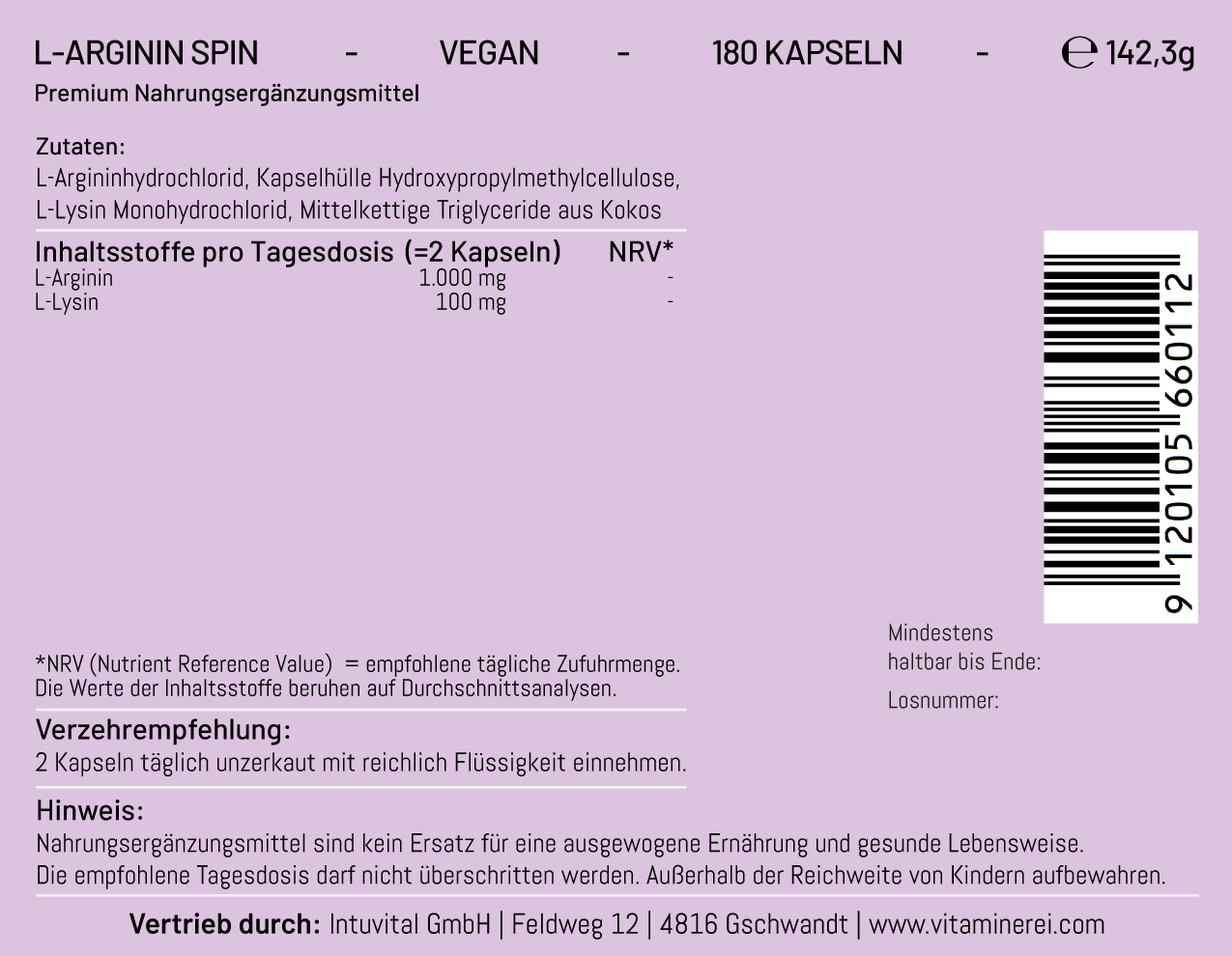 L-Argini Spin der Vitaminerei