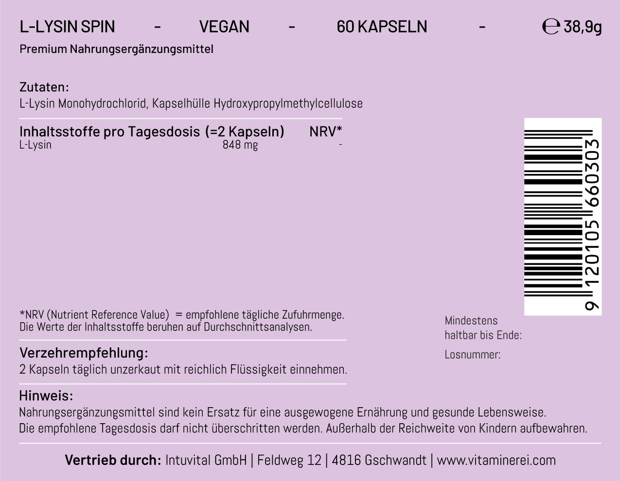 L-Lysin Spin der Vitaminerei