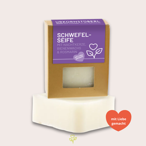 Schwefelseife mit Nachtkerzenöl, Bienenwachs & Rosmarin 80 g