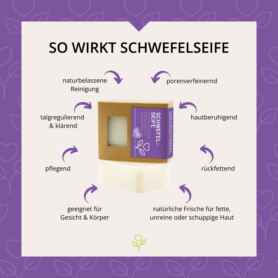 Schwefelseife mit Nachtkerzenöl, Bienenwachs & Rosmarin 80 g