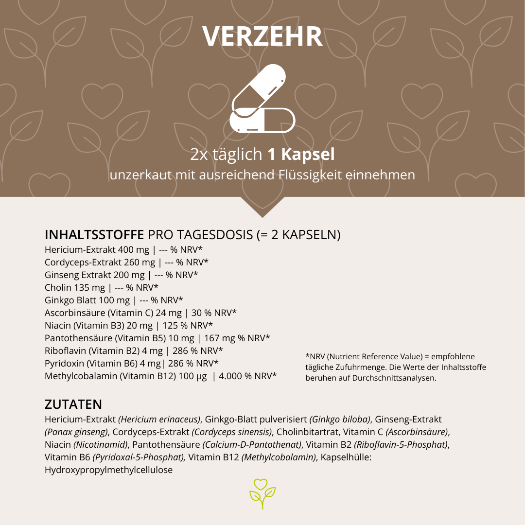 Gedächtnis-Leistung Vitalpilz-Komplex+ 60 Kapseln