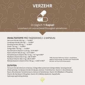 Gedächtnis-Leistung Vitalpilz-Komplex+ 60 Kapseln