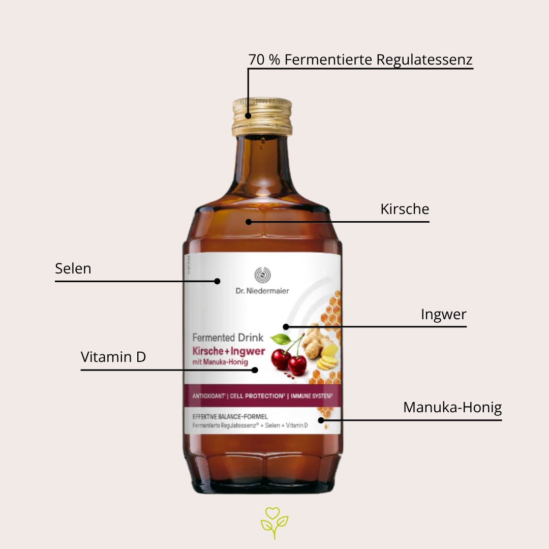 Fermented Drink Kirsche+Ingwer mit Manuka-Honig 350 ml
