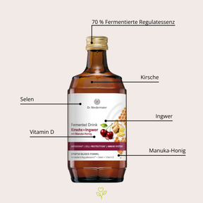 Fermented Drink Kirsche+Ingwer mit Manuka-Honig 350 ml
