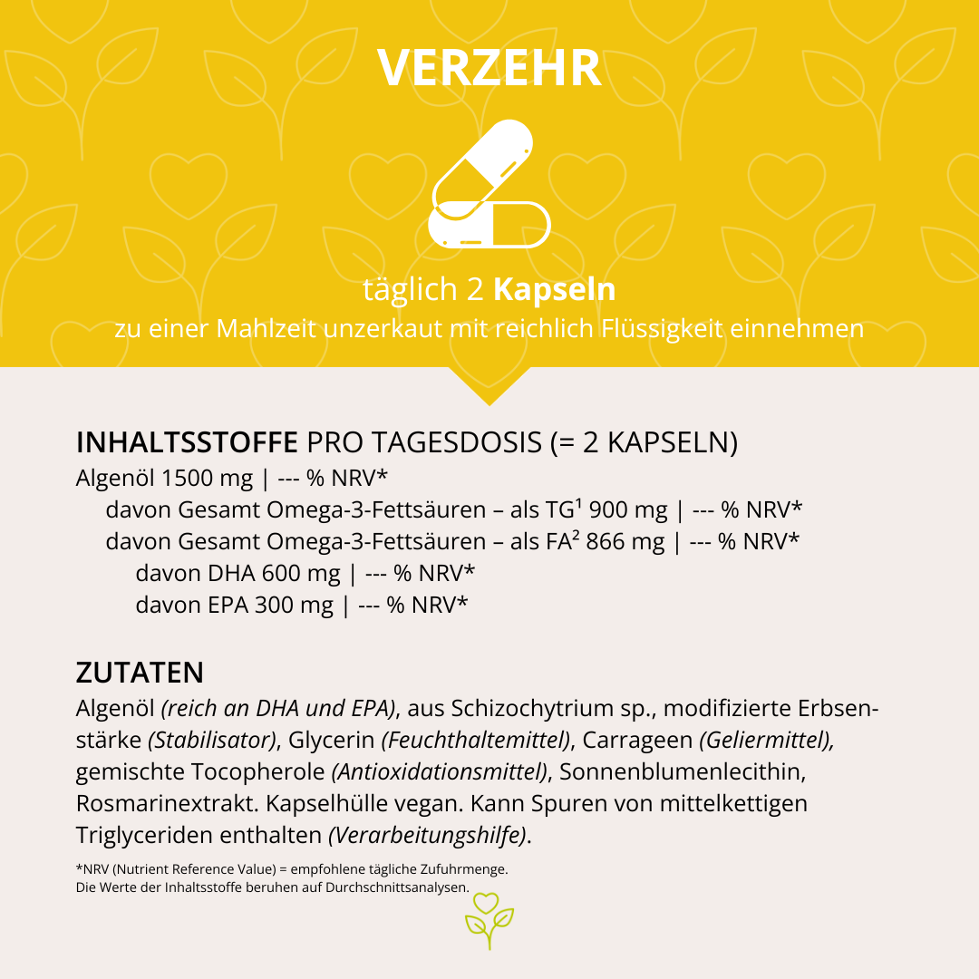 Omega-3 Premium Algenöl 60 Kapseln