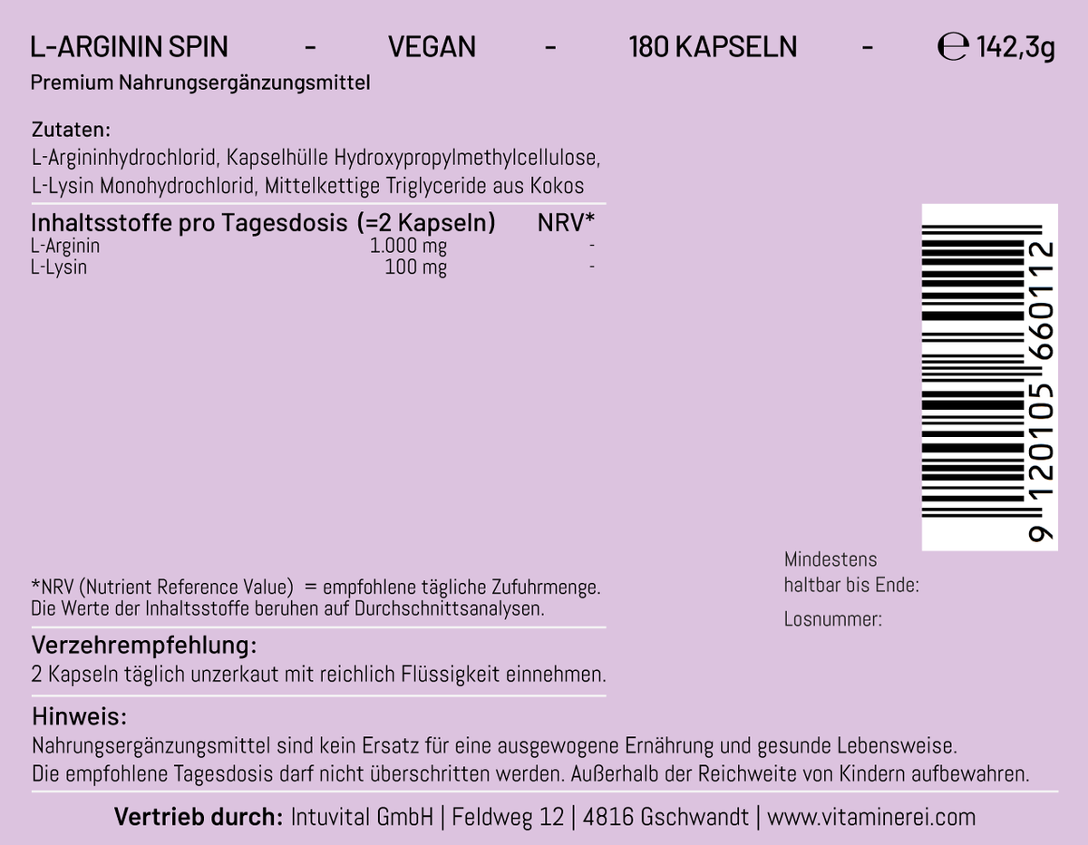 L-Argini Spin der Vitaminerei