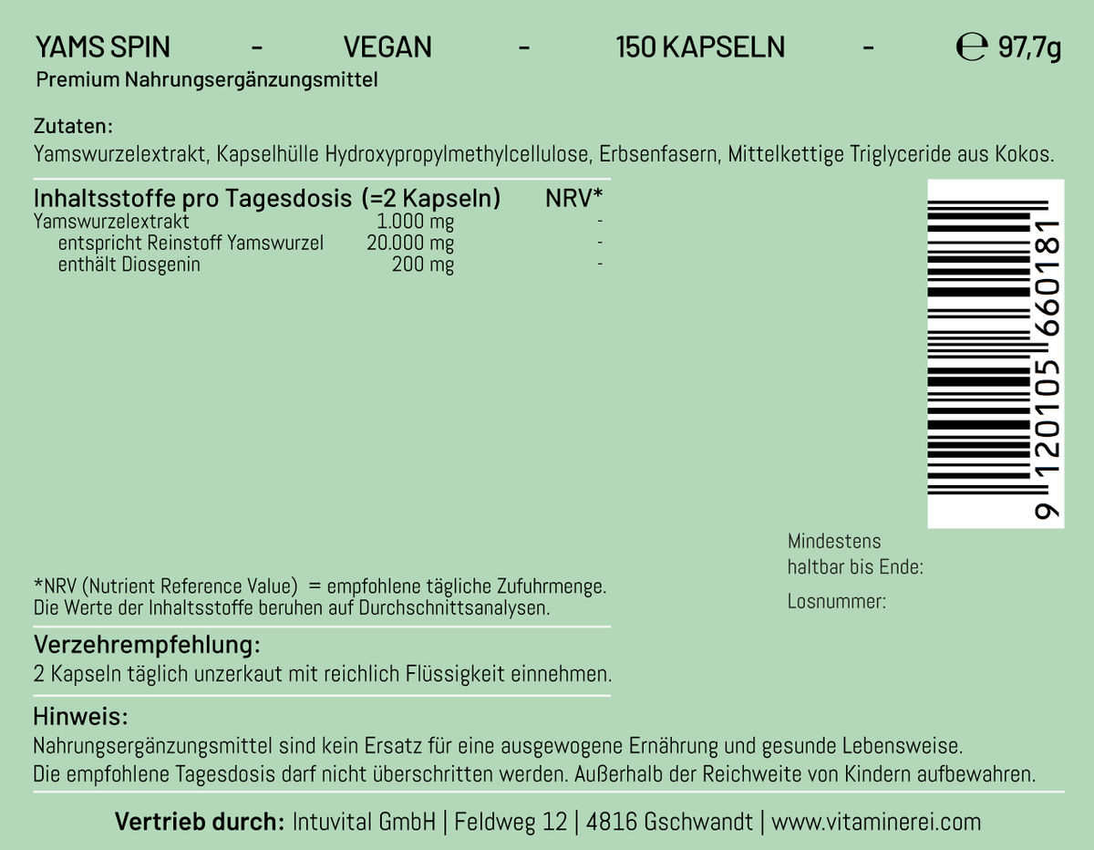 Yams Spin - vegan - Yamswurzelextrakt
