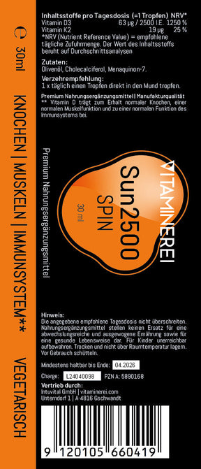 Sun2500 Spin: Vitamin D3 und K2 - eine raffinierte Vitalstoff-Kombination für Knochen & Co
